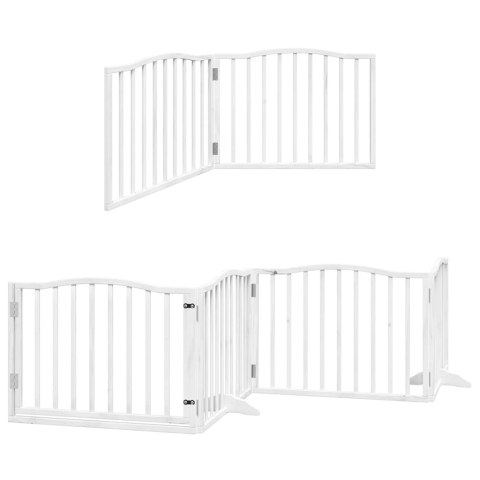 VidaXL Składana bramka dla psa, z drzwiami, 6 paneli, biała, 480 cm