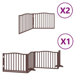 VidaXL Składana bramka dla psa, z drzwiami, 8 paneli, brązowa, 640 cm