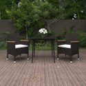 VidaXL 3-cz. zestaw mebli ogrodowych z poduszkami, rattan PE i szkło