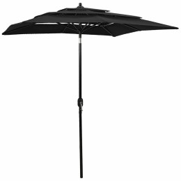 VidaXL 3-poziomowy parasol na aluminiowym słupku, czarny, 2x2 m