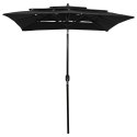 VidaXL 3-poziomowy parasol na aluminiowym słupku, czarny, 2x2 m