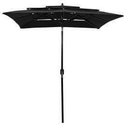 VidaXL 3-poziomowy parasol na aluminiowym słupku, czarny, 2x2 m