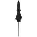 VidaXL 3-poziomowy parasol na aluminiowym słupku, czarny, 2x2 m