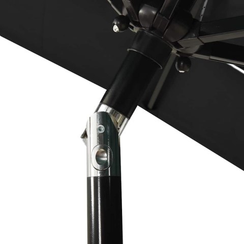 VidaXL 3-poziomowy parasol na aluminiowym słupku, czarny, 2x2 m