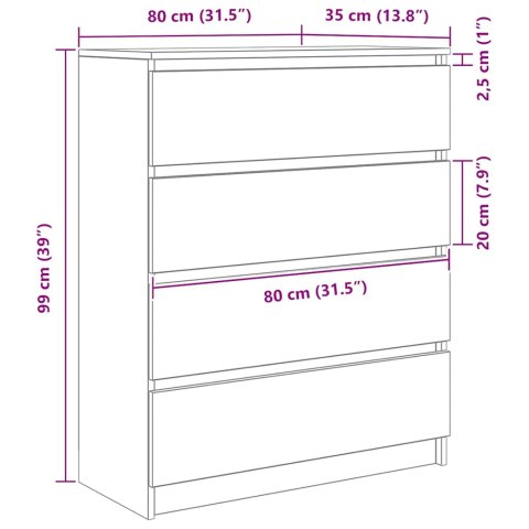 KOMODA ARTISAN DĄB 80X35X99 CM DREWNO KLEJONE