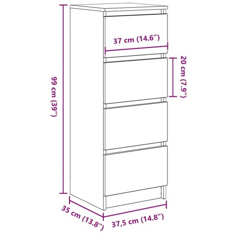 VidaXL Komoda Czarny Dąb 37,5x35x99 cm Drewno klejone
