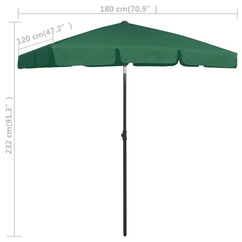 VidaXL Parasol plażowy, zielony, 180x120 cm