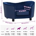 VidaXL Sofa dla psa, niebieska, 69x49x40 cm, plusz i sztuczna skóra