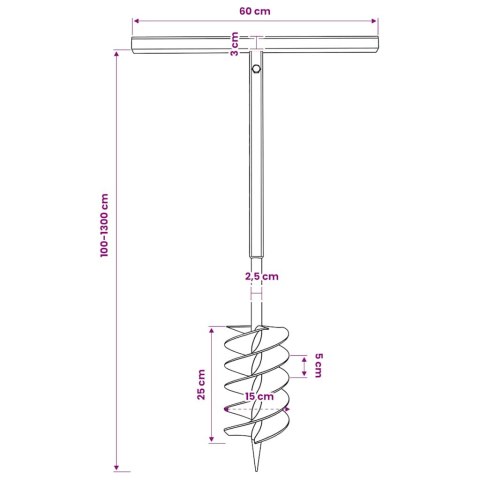 VidaXL Świder glebowy z uchwytem, 150 mm, z rurą przedłużającą, 13 m, stal
