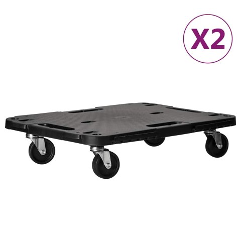 VidaXL Wózki transportowe, 2 szt., czarne, 58x38x12 cm, polipropylen