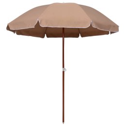 PARASOL OGRODOWY NA STALOWYM SŁUPKU, 240 CM, TAUPE