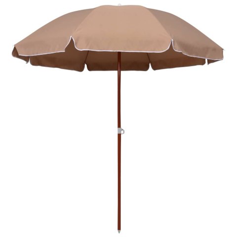 PARASOL OGRODOWY NA STALOWYM SŁUPKU, 240 CM, TAUPE