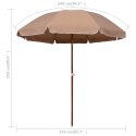 PARASOL OGRODOWY NA STALOWYM SŁUPKU, 240 CM, TAUPE