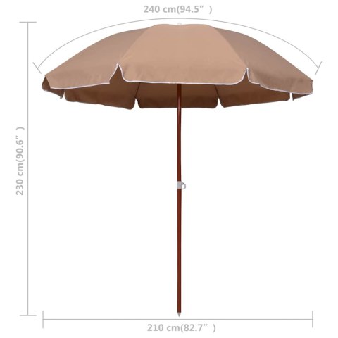 PARASOL OGRODOWY NA STALOWYM SŁUPKU, 240 CM, TAUPE