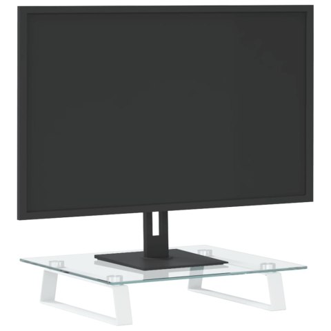 PODSTAWKA POD MONITOR, BIAŁA, 40X35X8 CM, SZKŁO I METAL