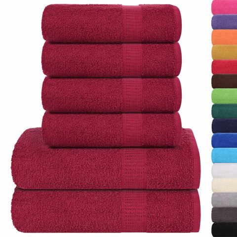 VidaXL 6-cz. zestaw ręczników, FROGN, bordo, 360 g/m²