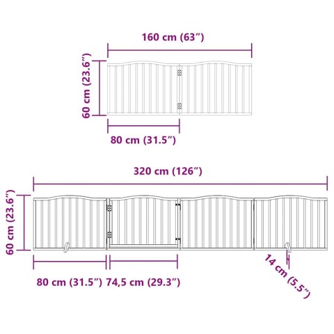 VidaXL Składana bramka dla psa, z drzwiami, 10 paneli, biała, 800 cm