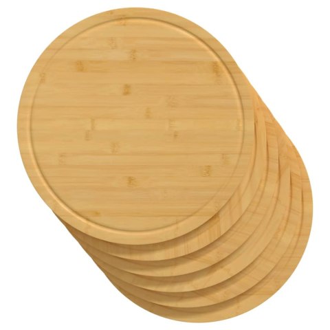 VidaXL Deski do krojenia, 6 szt., Ø40x1,5 cm, bambusowa