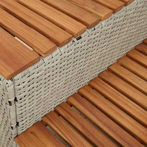 STOPIEŃ DO WANNY Z HYDROMASAŻEM JASNOSZARY RATTAN PE I AKACJA