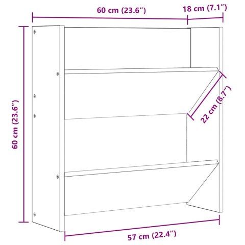 PÓŁKI ŚCIENNE NA BUTY 2SZT SZARE POŁYSK 60X18X60CM