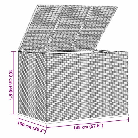 SKRZYNIA NA PODUSZKI OGRODOWE RATTAN 145X100X103CM CZARNA