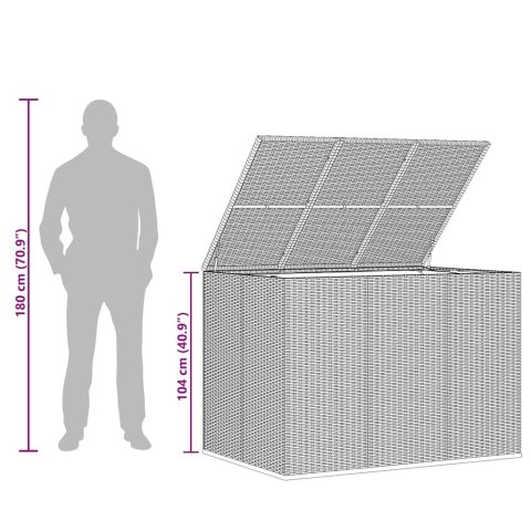 SKRZYNIA NA PODUSZKI OGRODOWE RATTAN 145X100X103CM CZARNA