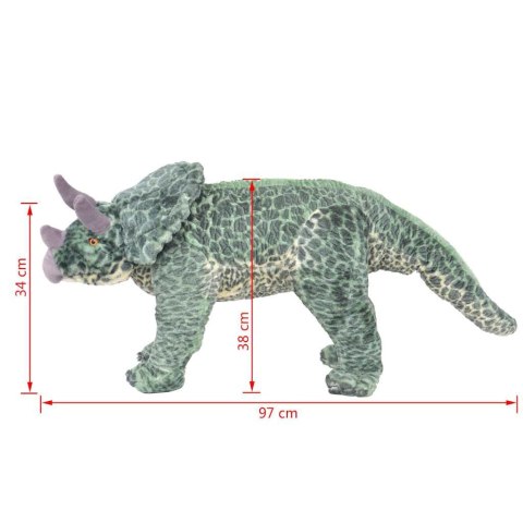 VidaXL Pluszowy triceratops, stojący, zielony, XXL
