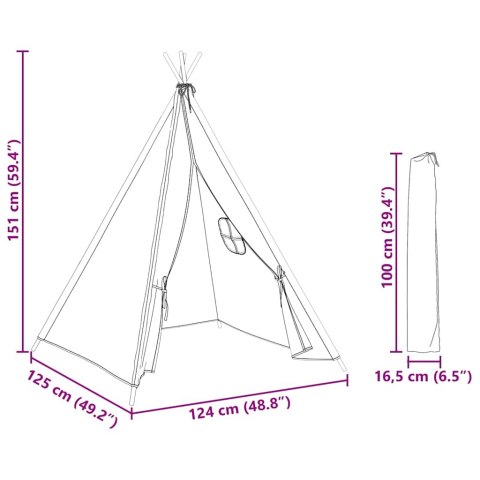 SZARY NAMIOT DZIECIĘCY TIPI Z TORBĄ PEACH SKIN 120X120X150CM