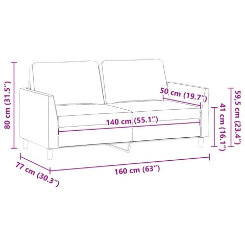 VidaXL 2-osobowa sofa, kremowy, 140 cm, sztuczna skóra
