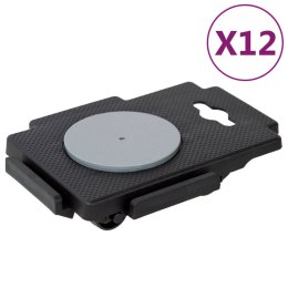 VidaXL Wózki transportowe na 8 kółkach, 12 szt., czarne, PP, 150 kg