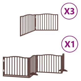 VidaXL Składana bramka dla psa, z drzwiami, 10 paneli, brązowa, 800 cm
