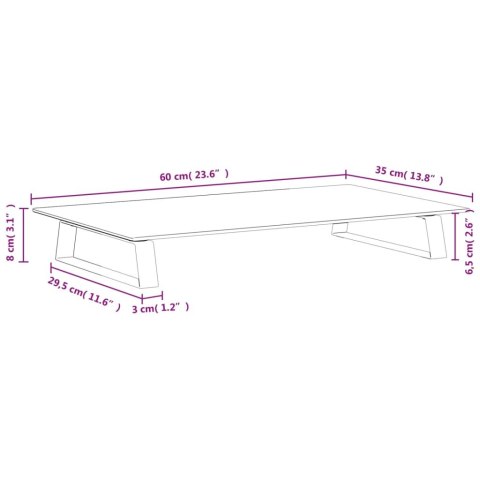 PODSTAWKA POD MONITOR, CZARNA, 60X35X8CM, SZKŁO HARTOWANE METAL