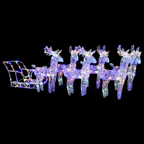 VidaXL Dekoracja świąteczna - renifery z saniami, 320 LED, akrylowa