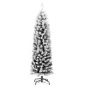 VidaXL Smukła, sztuczna choinka, zielona, ośnieżona, 120 cm, PVC