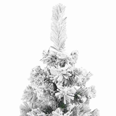 VidaXL Smukła, sztuczna choinka, zielona, ośnieżona, 120 cm, PVC