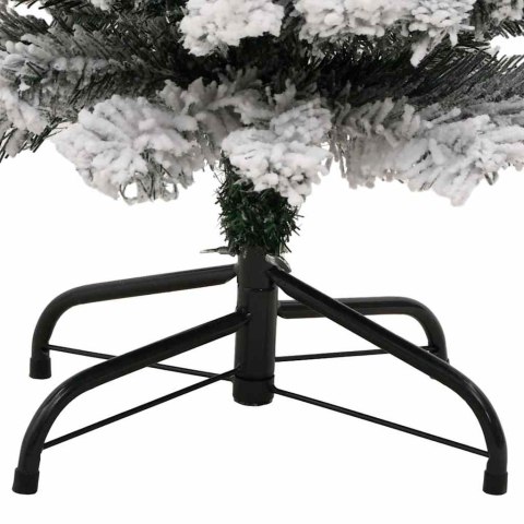 VidaXL Smukła, sztuczna choinka, zielona, ośnieżona, 120 cm, PVC