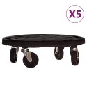 VidaXL Podstawki pod donicę, z kółkami, 5 szt., 40 cm, czarne, 275 kg