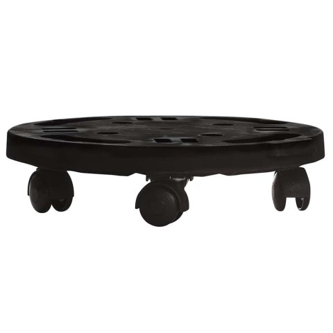 VidaXL Podstawki pod donicę, z kółkami, 5 szt., 30 cm, czarne, 170 kg