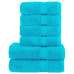 VidaXL 6-cz. zestaw ręczników premium SOLUND, turkusowy, 600 g/cm²