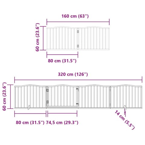 VidaXL Składana bramka dla psa, z drzwiami, 8 paneli, biała, 640 cm