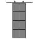 VidaXL Drzwi przesuwne z zestawem okuć czarne 76x205cm szkło hartowane