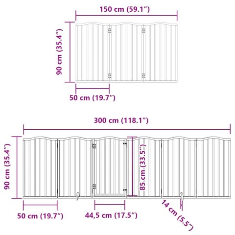 VidaXL Składana bramka dla psa, z drzwiami, 12 paneli, brązowa, 600 cm