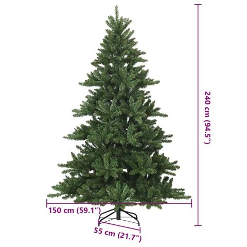 VidaXL Sztuczna choinka z zawiasami zielony 240 cm PVC, stal