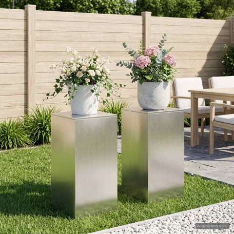 VidaXL Stojak na rośliny 2 pcs srebrny 40 x 40 x 80 cm Stal