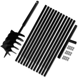 VidaXL Świder glebowy z uchwytem, 200 mm, z rurą przedłużającą, 13 m, stal