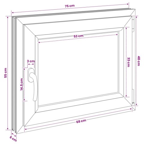 VidaXL Biała wewnętrzna kolor okna piwnicznego RISOR 75 x 55 cm