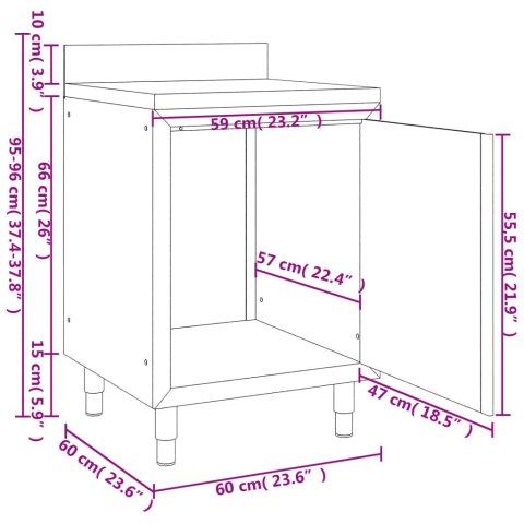 VidaXL Gastronomiczna szafka kuchenna, 60x60x96 cm, stal nierdzewna
