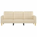 VidaXL 3-osobowa sofa, kremowa, 180 cm, tapicerowana tkaniną