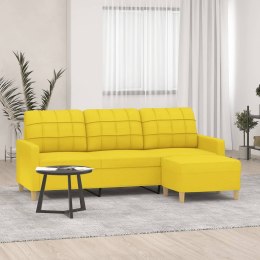 VidaXL 3-osobowa sofa z podnóżkiem, jasnożółty, 180 cm, tkaniną