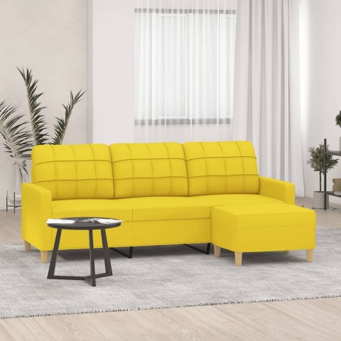 VidaXL 3-osobowa sofa z podnóżkiem, jasnożółty, 180 cm, tkaniną